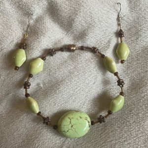 Set stone earrings and bracelet
